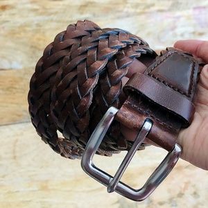 Vintage Woven Dark Brown Leather Belt Made in Guatemala Sz Large